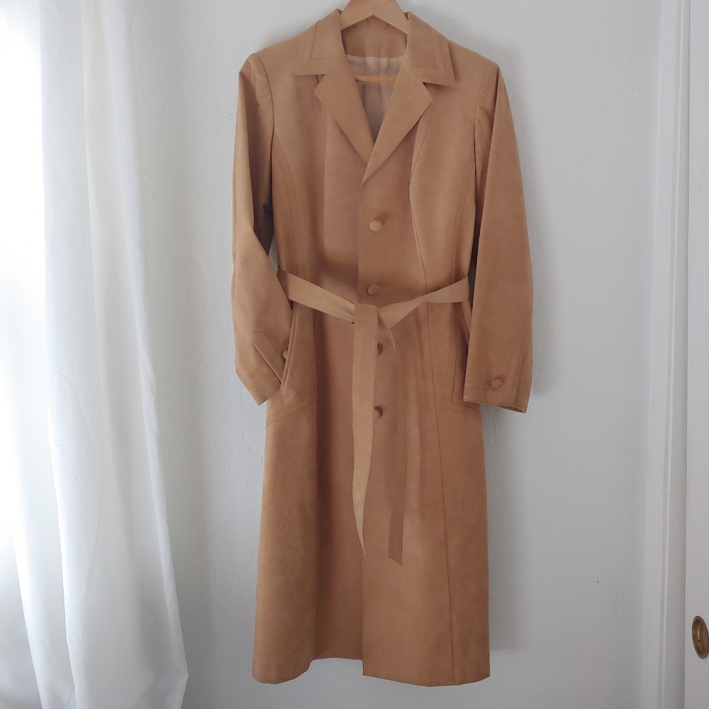Leather Suede Trench Coat Vintage Boheme Jacket